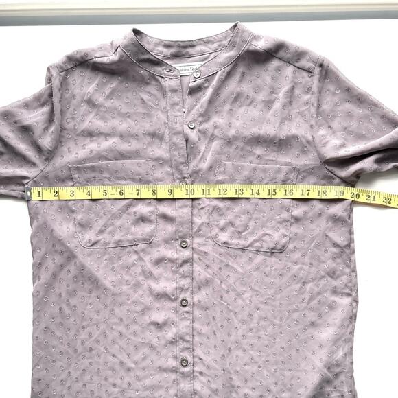 Abercrombie and Fitch Blouse, Button Down, Cocoa Brown, Shiny Polka Dots, Size M - Picture 7 of 10